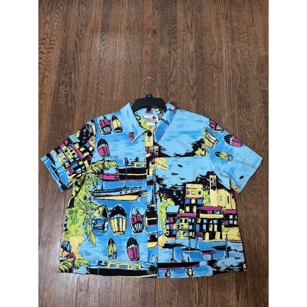 Vintage Copa Cabana Mens 2X Shirt Nautical Harbor Boat Graphic Cotton MadeIn USA